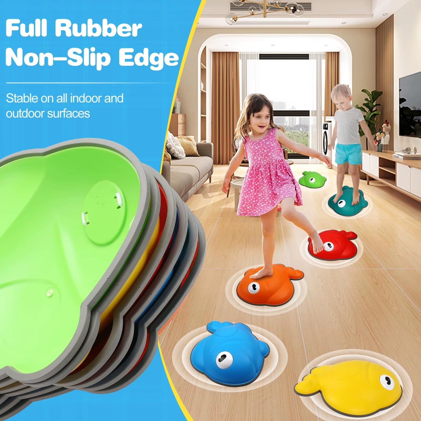 Goldfish Balance Stepping Stones for Kids – Non-Slip Jumping Stones for Sensory Play, Coordination & Obstacle Games