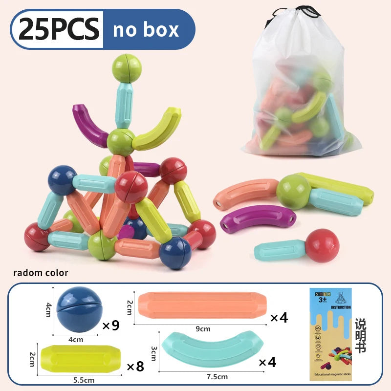 Magnetic Building Blocks Set for Kids – STEM Educational Montessori Toy with Magnet Sticks & Rods