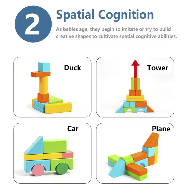 Wooden Building Blocks Set with Storage Bag – Early Educational Assembly Toy for Kids