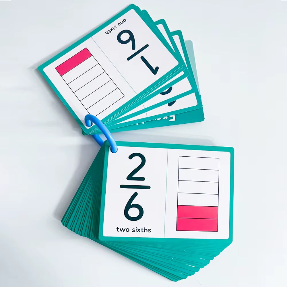 Fraction Number Flashcards for Kids – Montessori Math Learning Cards for Elementary School & Homeschool