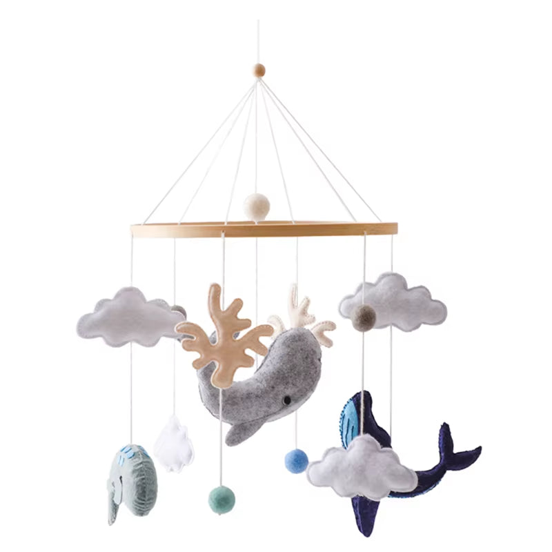 Wooden Crib Mobile with Music Box – Soft Felt Bear Baby Bed Bell Toy for Newborns