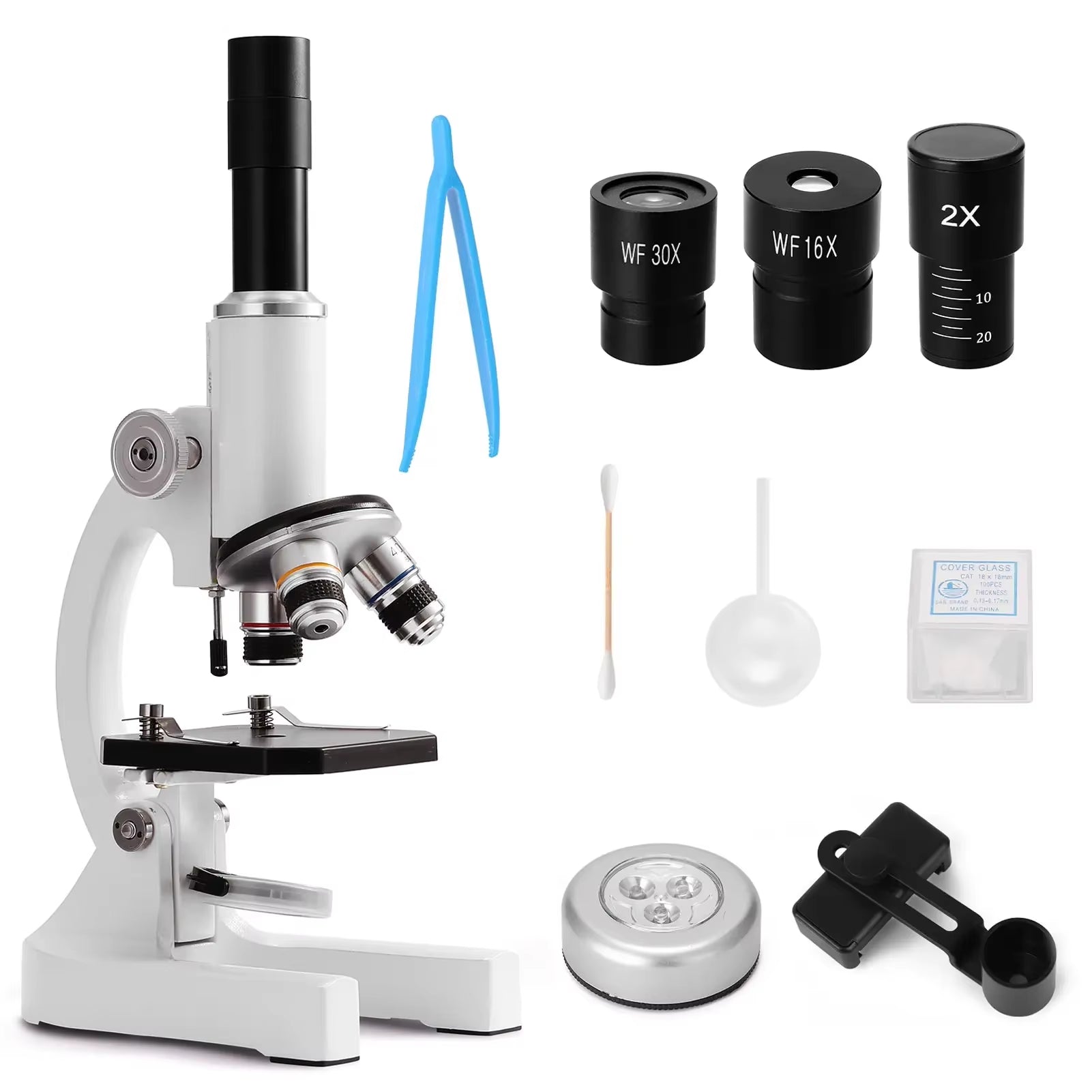 64X-2400X Compound Microscope for Kids and Adults – High-Power Student Microscope with Slides and LED Fill Light