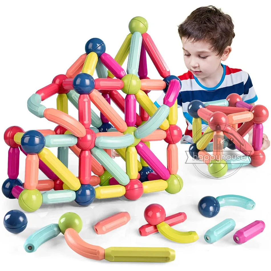 Magnetic Building Blocks Set for Kids – STEM Educational Montessori Toy with Magnet Sticks & Rods