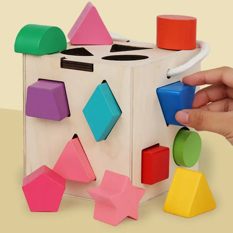 Montessori Wooden Shape Sorter Toy – Early Educational Shape Matching Game for Fine Motor Skill Development