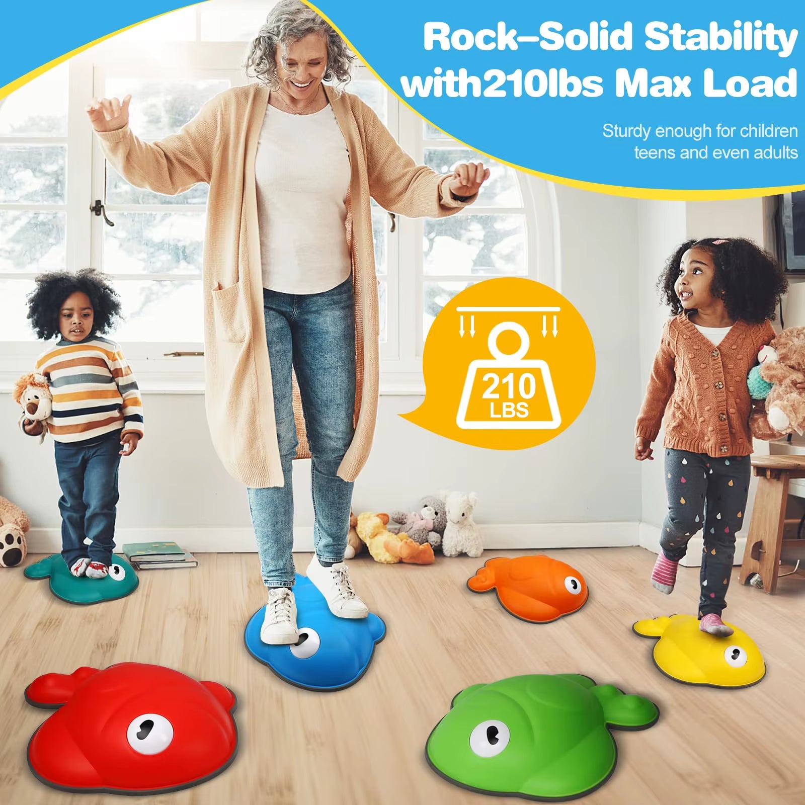 Goldfish Balance Stepping Stones for Kids – Non-Slip Jumping Stones for Sensory Play, Coordination & Obstacle Games