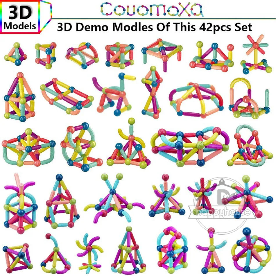Magnetic Building Blocks Set for Kids – STEM Educational Montessori Toy with Magnet Sticks & Rods