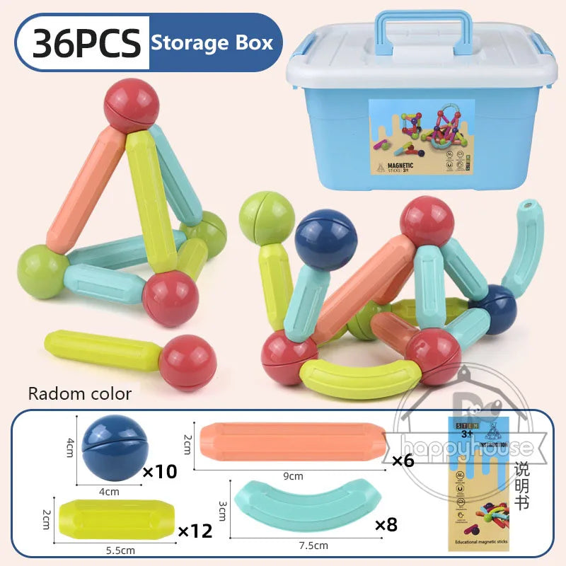 Magnetic Building Blocks Set for Kids – STEM Educational Montessori Toy with Magnet Sticks & Rods