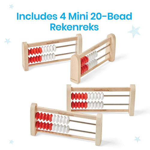 20-Bead Wooden Rekenrek Abacus Set (4-Pack) – Colorful Math Counting Manipulatives for Kids, Homeschool & Classroom Learning