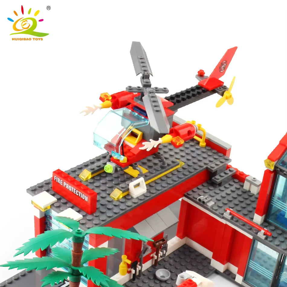 Fire Station Building Blocks Set – Fire Truck, Helicopter & Firefighter Bricks Educational Toy for Kids (756PCS)