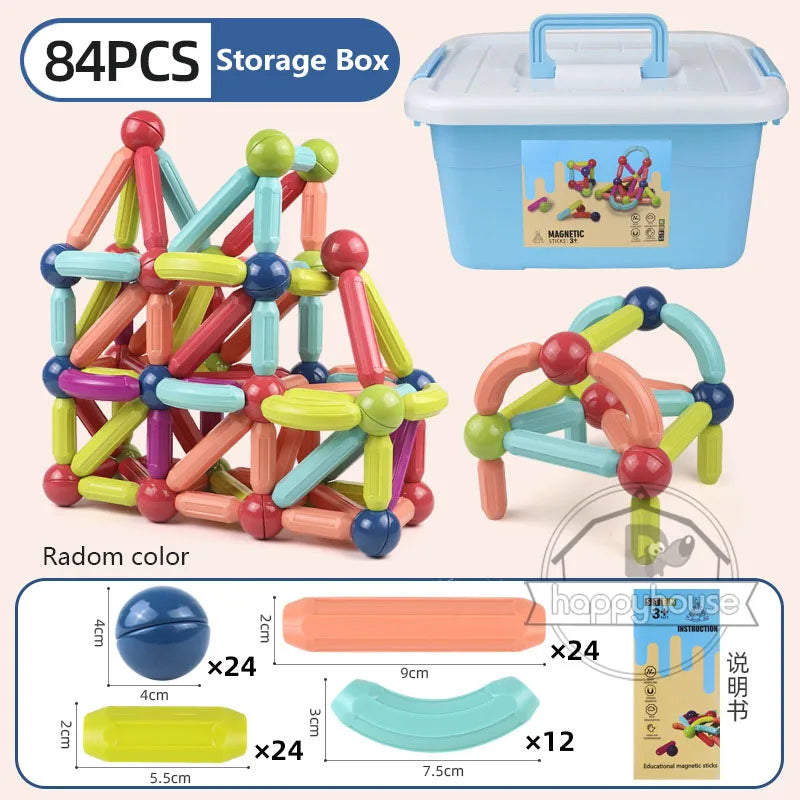 Magnetic Building Blocks Set for Kids – STEM Educational Montessori Toy with Magnet Sticks & Rods