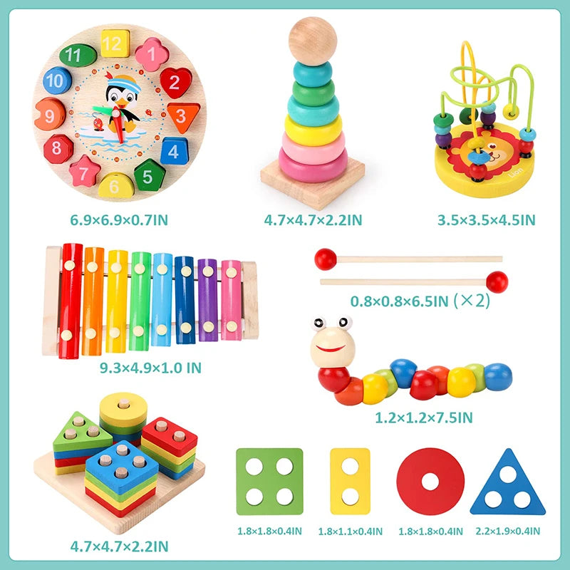 Montessori Wooden Baby Toys Set (5–6 Pcs) – Educational Development Puzzles for Boys & Girls