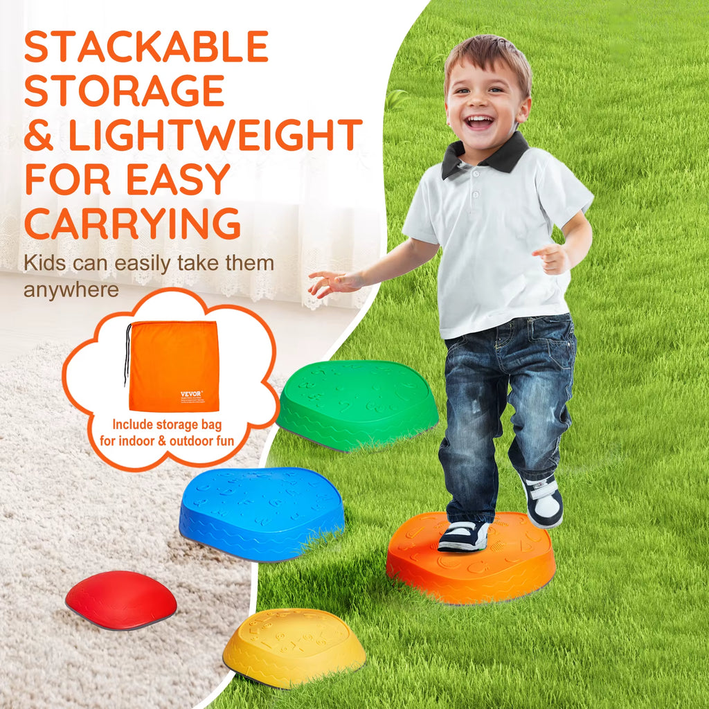 VEVOR 5PCS Balance Stepping Stones for Kids – Montessori Sensory Training & Tactile Play Toy for Parties and Group Games