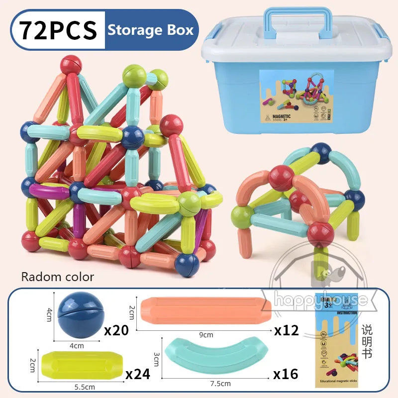 Magnetic Building Blocks Set for Kids – STEM Educational Montessori Toy with Magnet Sticks & Rods