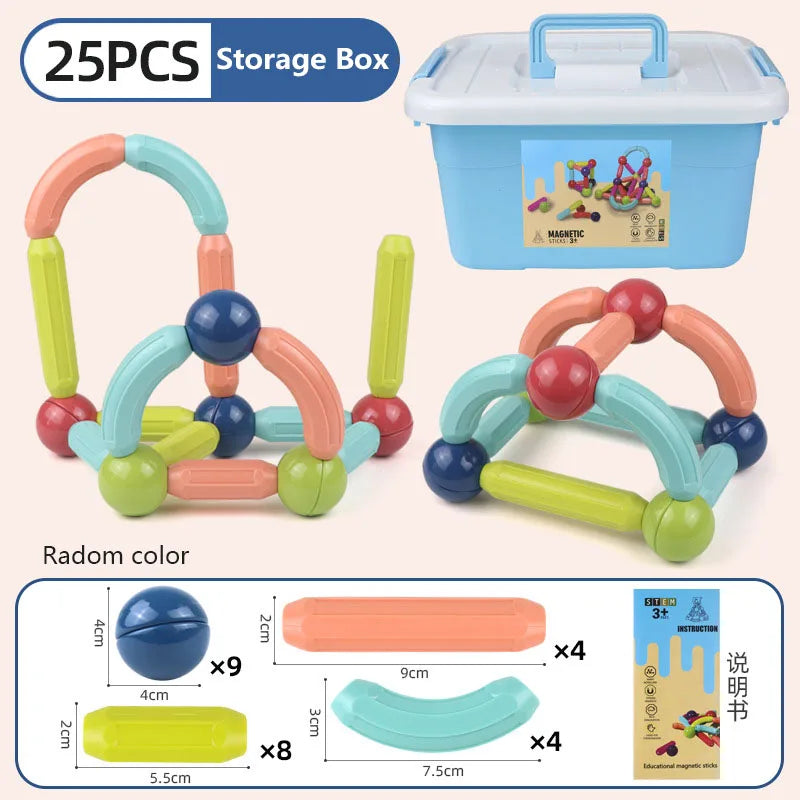 Magnetic Building Blocks Set for Kids – STEM Educational Montessori Toy with Magnet Sticks & Rods