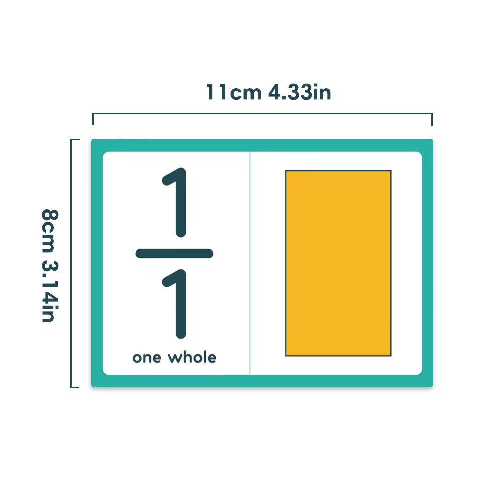 Fraction Number Flashcards for Kids – Montessori Math Learning Cards for Elementary School & Homeschool