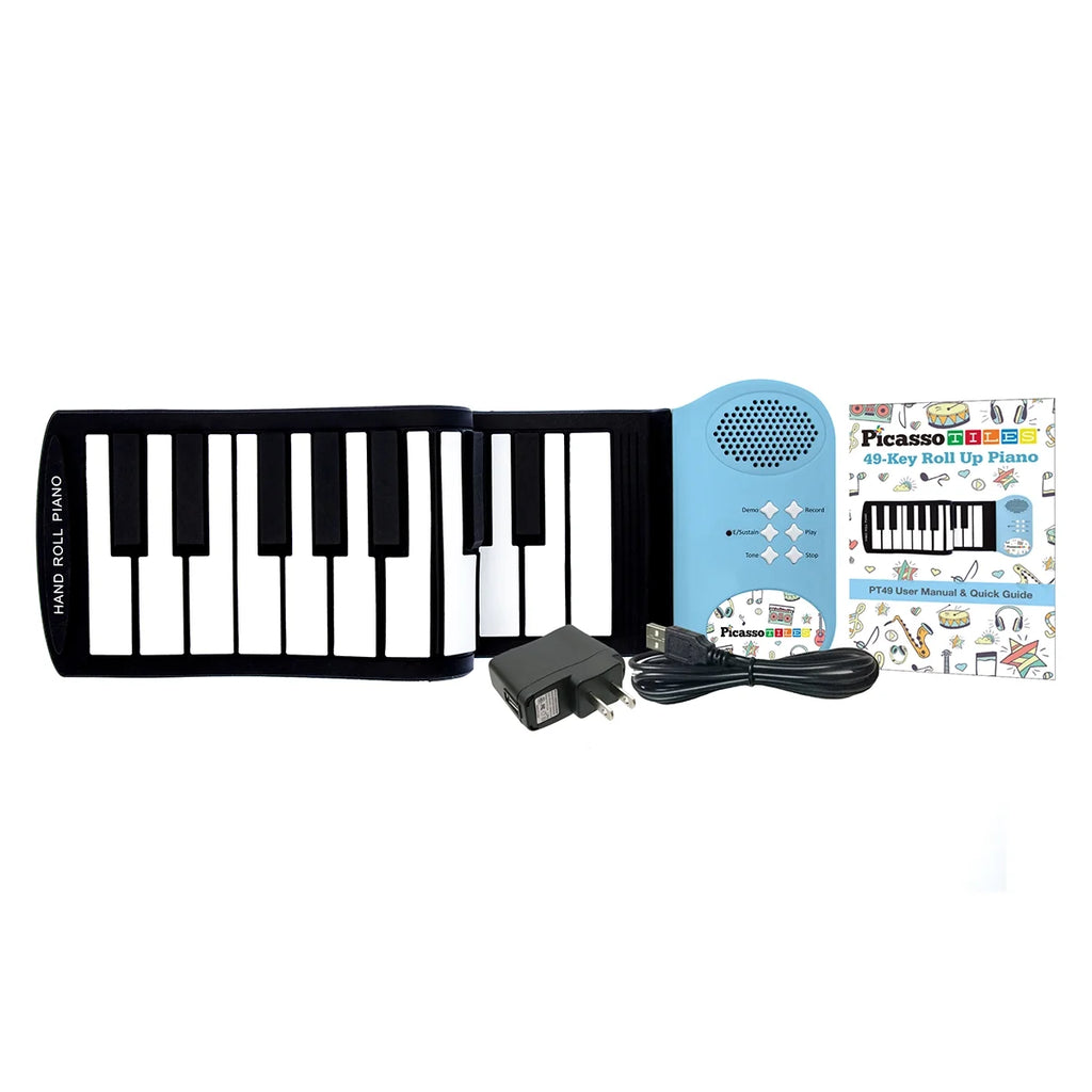 PicassoTiles 49-Key Roll-Up Piano Keyboard for Kids