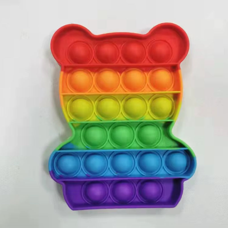 Rainbow Dinosaur Fidget Sensory Toy – Push Pop Bubble Stress Reliever for Kids with Autism and Anxiety