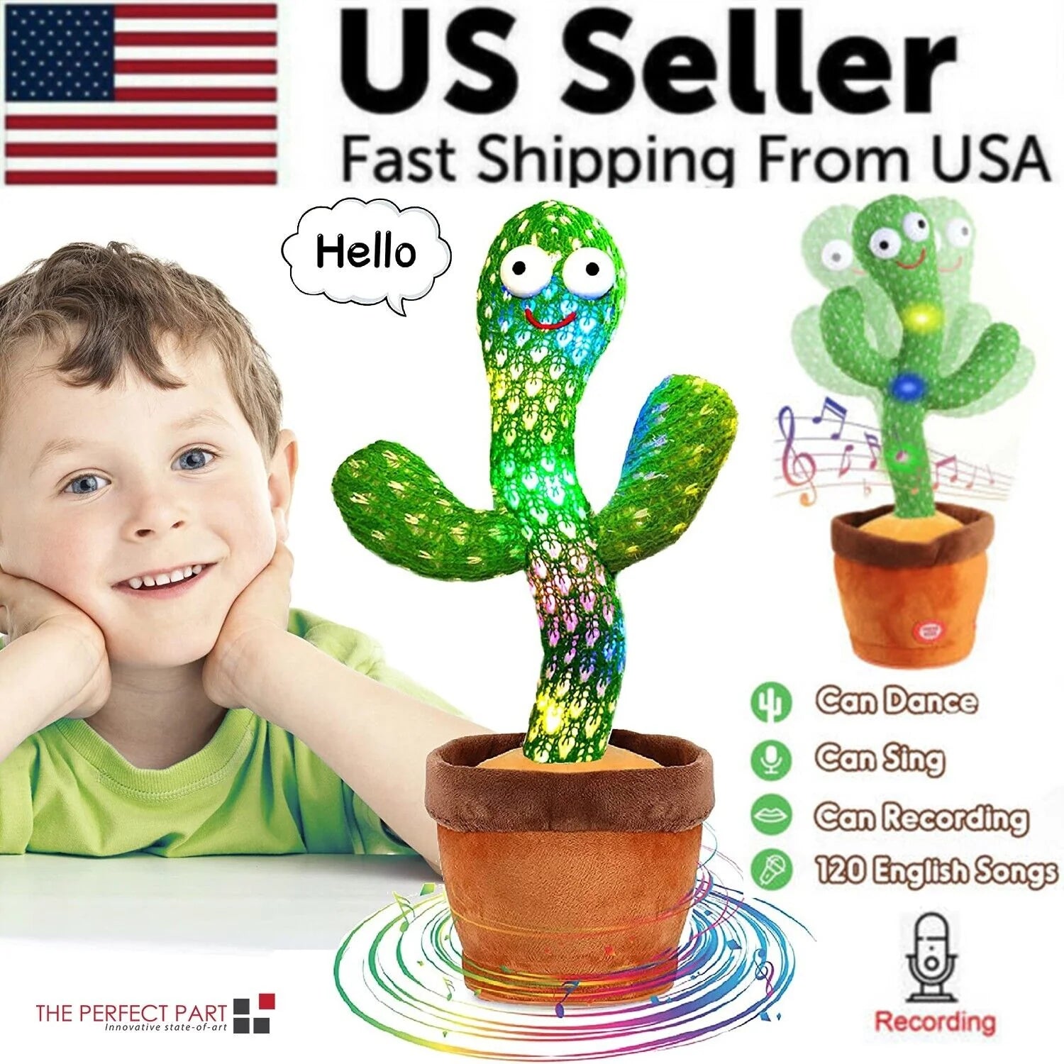 Dancing Cactus Plush Toy – Electronic Singing & Recording Doll with Music and Movement, Funny Interactive Gift for Kids