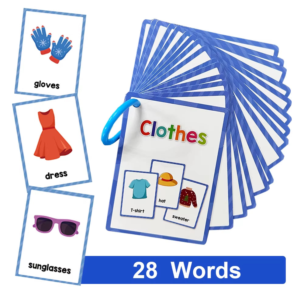 Montessori English Words Learning Flashcards for Kids – Early Educational Classroom & Teaching Aids for Kindergarten