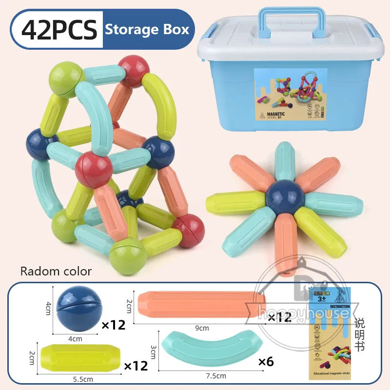 Magnetic Building Blocks Set for Kids – STEM Educational Montessori Toy with Magnet Sticks & Rods