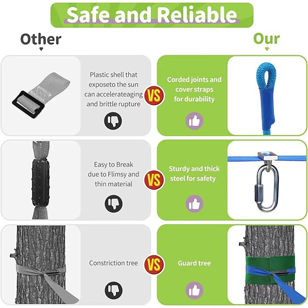 55FT Warrior Obstacle Course for Kids – Outdoor Slackline Training Set with 13 Adjustable Obstacles