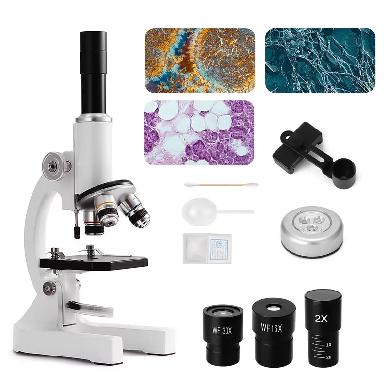 64X-2400X Compound Microscope for Kids and Adults – High-Power Student Microscope with Slides and LED Fill Light