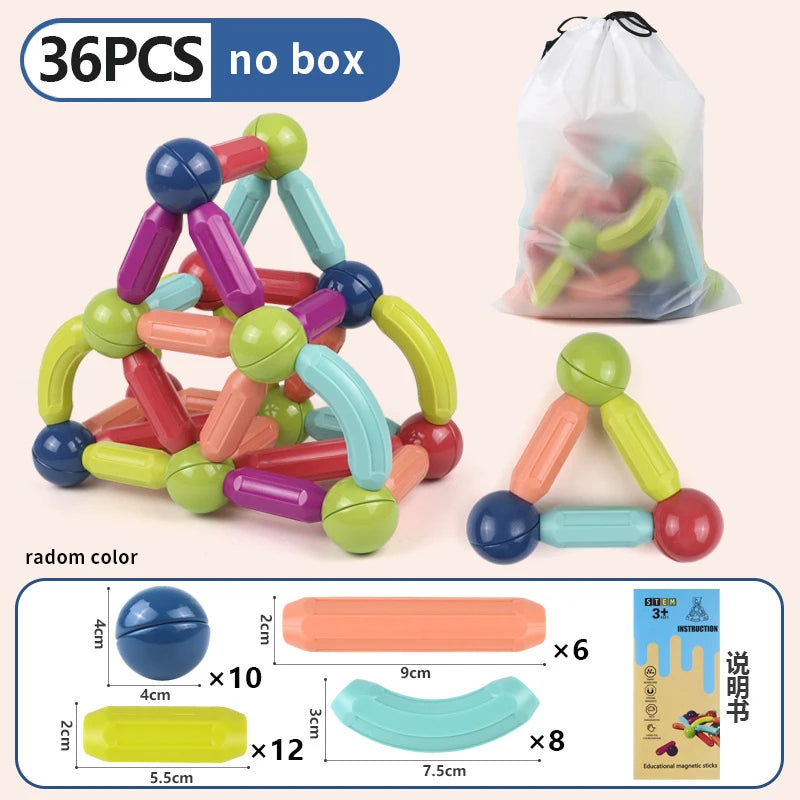 Magnetic Building Blocks Set for Kids – STEM Educational Montessori Toy with Magnet Sticks & Rods