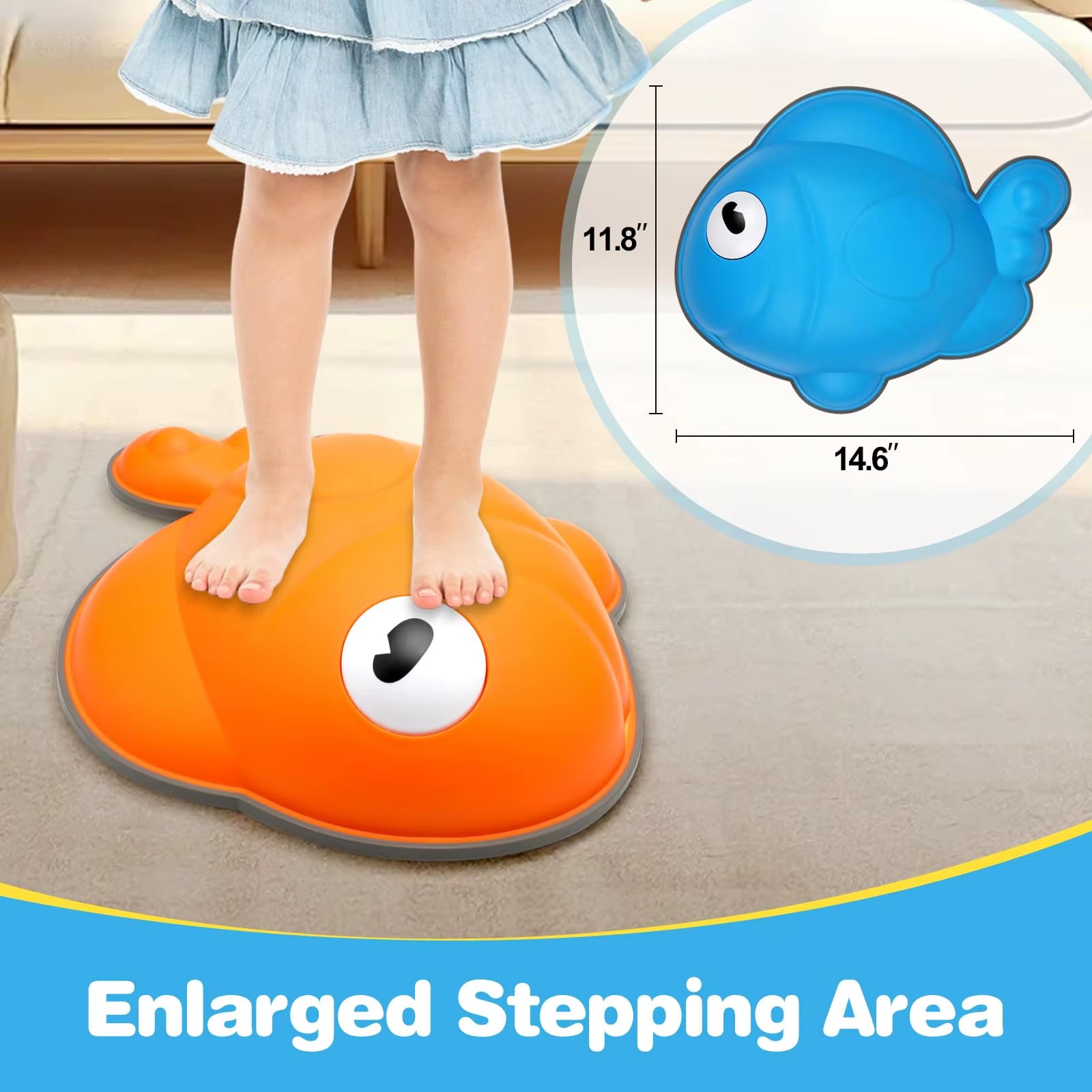 Goldfish Balance Stepping Stones for Kids – Non-Slip Jumping Stones for Sensory Play, Coordination & Obstacle Games