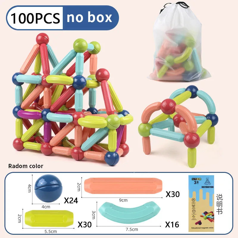 Magnetic Building Blocks Set for Kids – STEM Educational Montessori Toy with Magnet Sticks & Rods