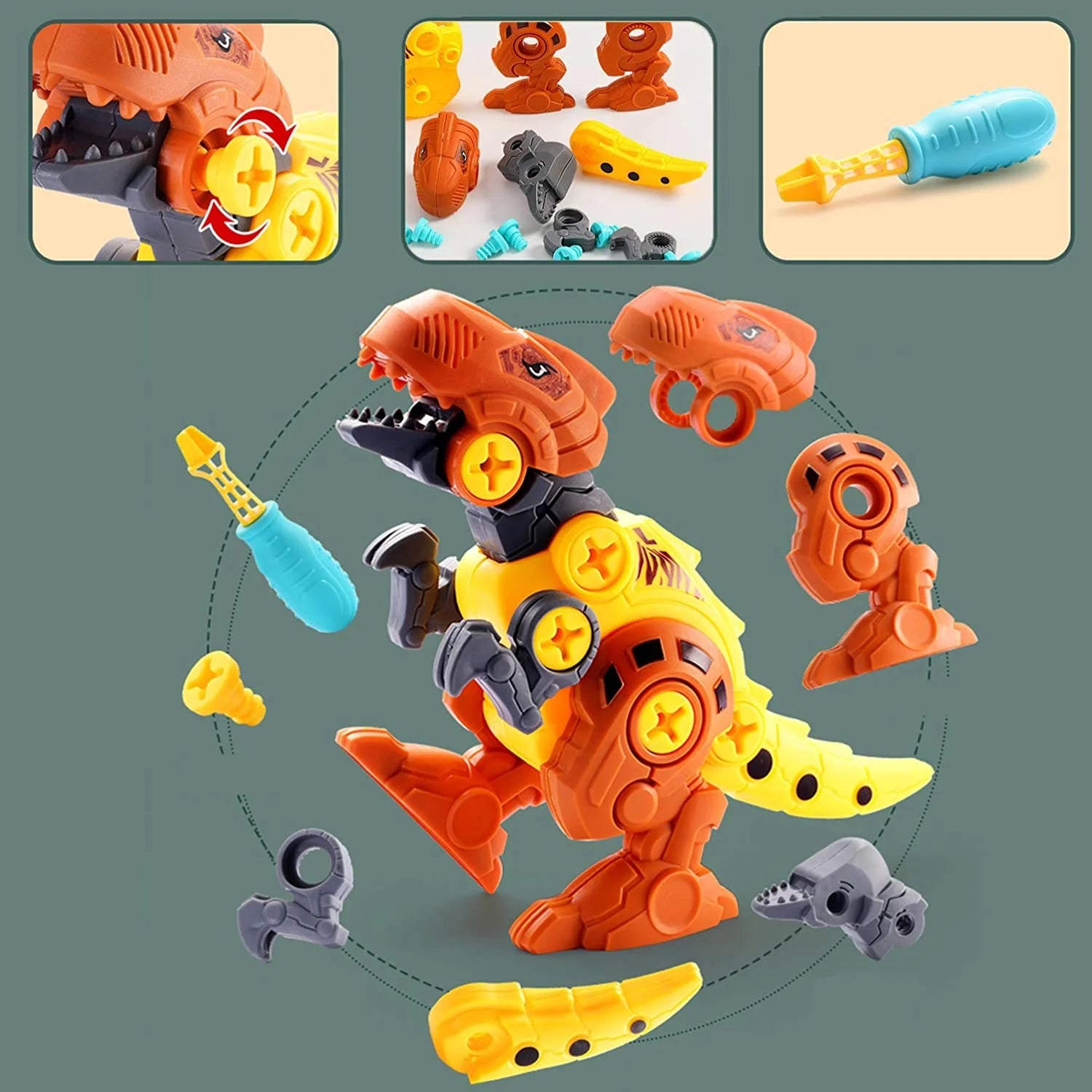 Take Apart Dinosaur Toys with Electric Drill – STEM Construction Building Set for Boys Ages 3–6