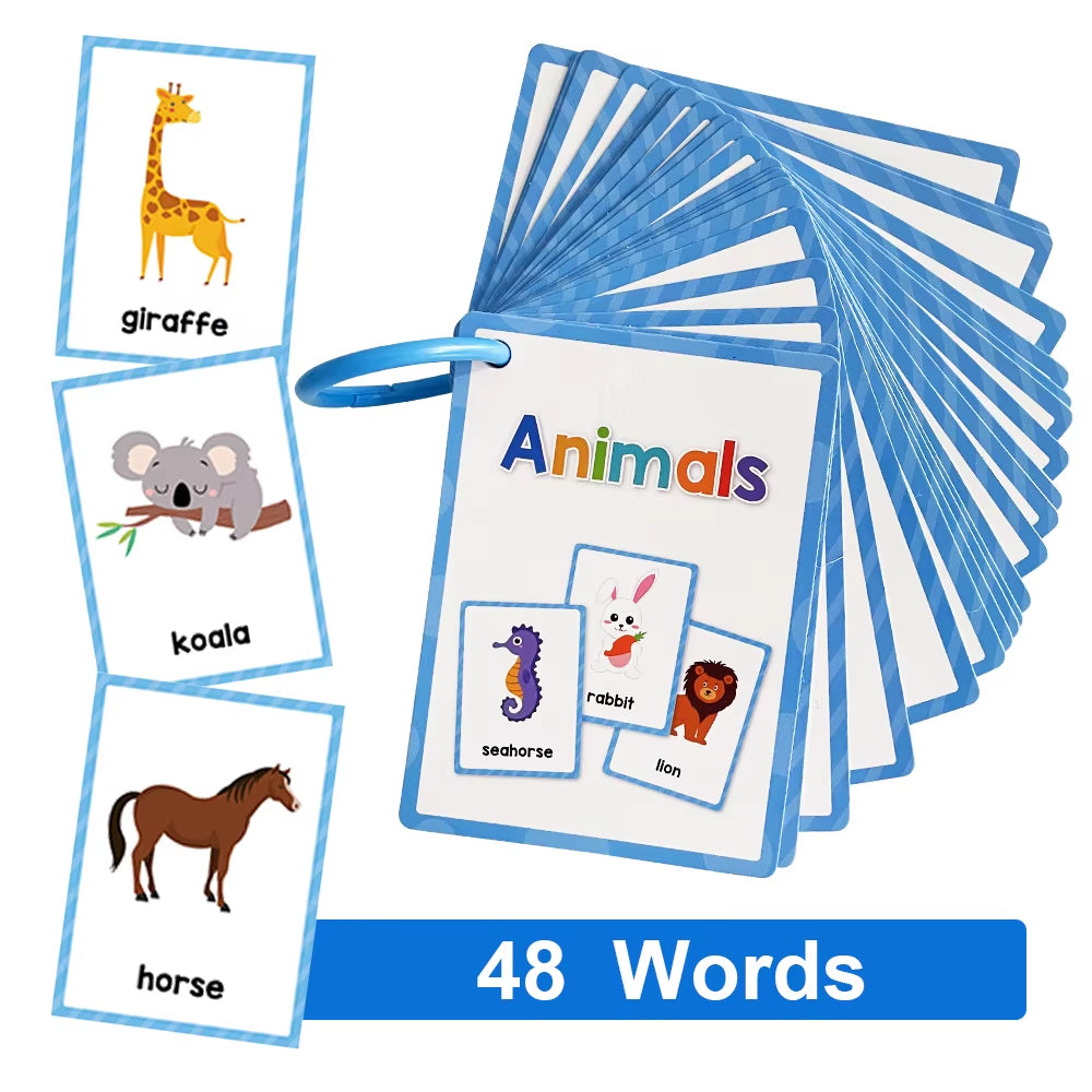 Montessori English Words Learning Flashcards for Kids – Early Educational Classroom & Teaching Aids for Kindergarten