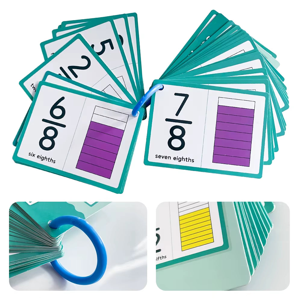Fraction Number Flashcards for Kids – Montessori Math Learning Cards for Elementary School & Homeschool