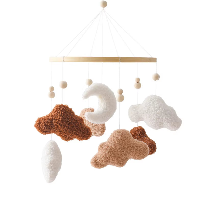 Wooden Crib Mobile with Music Box – Soft Felt Bear Baby Bed Bell Toy for Newborns