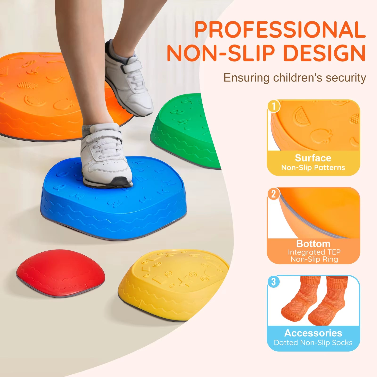 VEVOR 5PCS Balance Stepping Stones for Kids – Montessori Sensory Training & Tactile Play Toy for Parties and Group Games