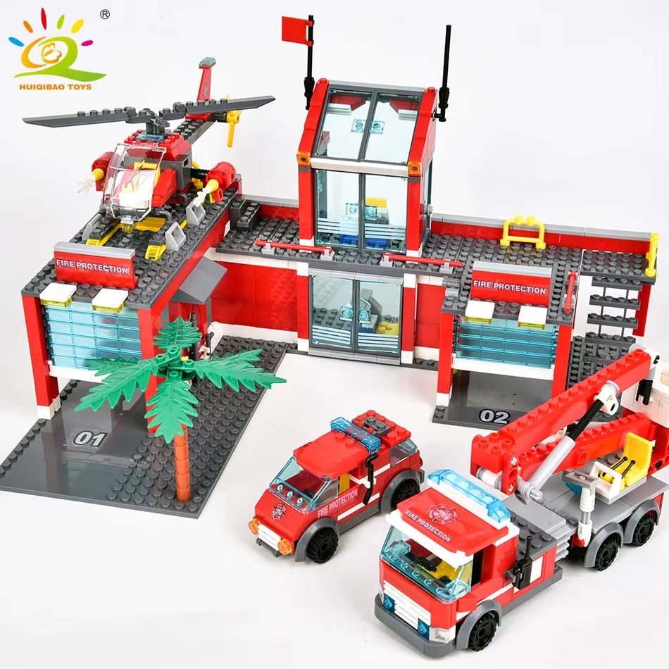 Fire Station Building Blocks Set – Fire Truck, Helicopter & Firefighter Bricks Educational Toy for Kids (756PCS)