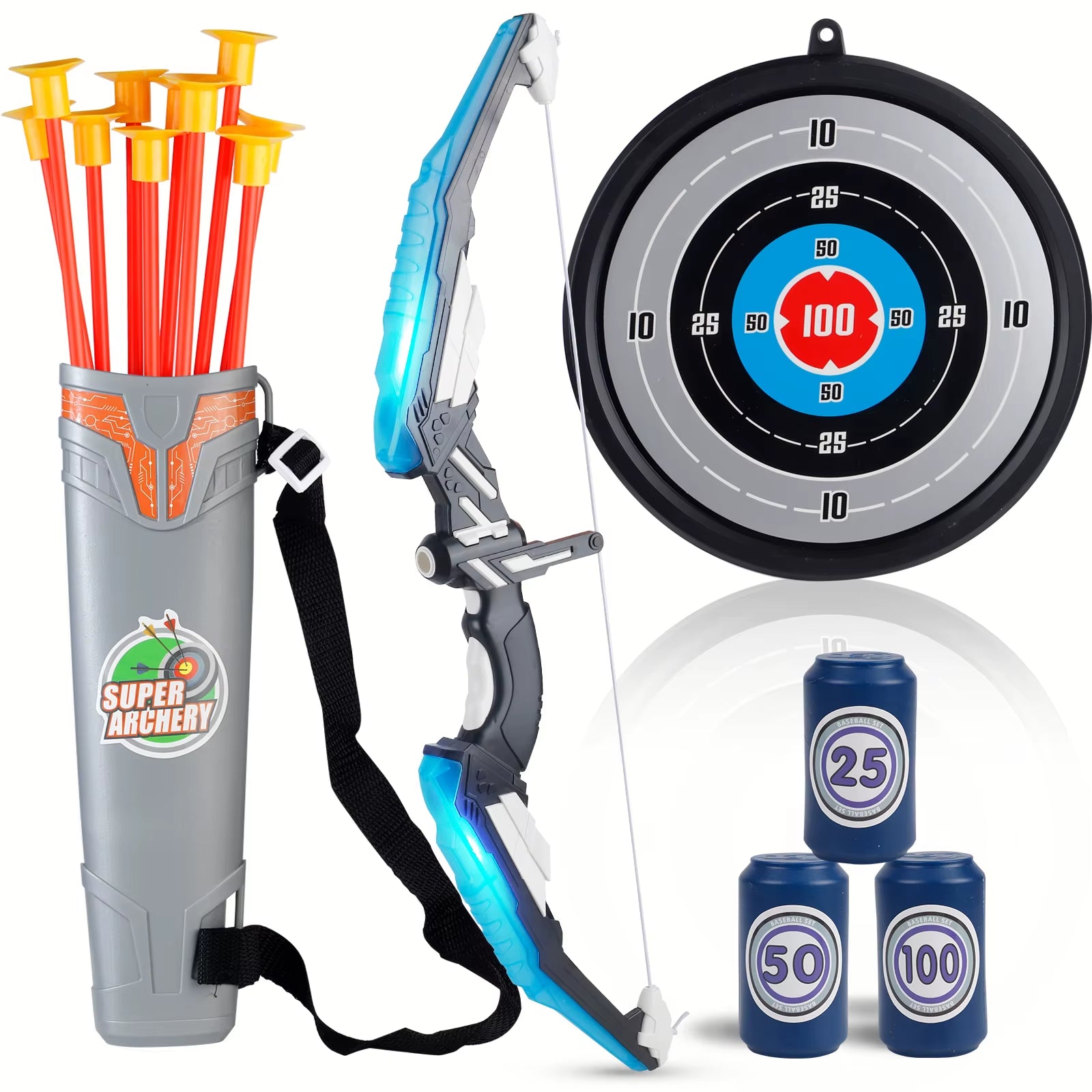 Kids LED Archery Toy Set – Light-Up Bow & Arrow for Hand-Eye Coordination and Indoor/Outdoor Sports Play