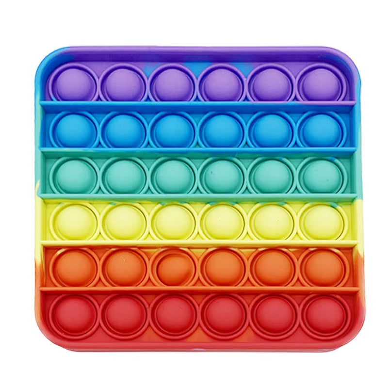 Rainbow Dinosaur Fidget Sensory Toy – Push Pop Bubble Stress Reliever for Kids with Autism and Anxiety