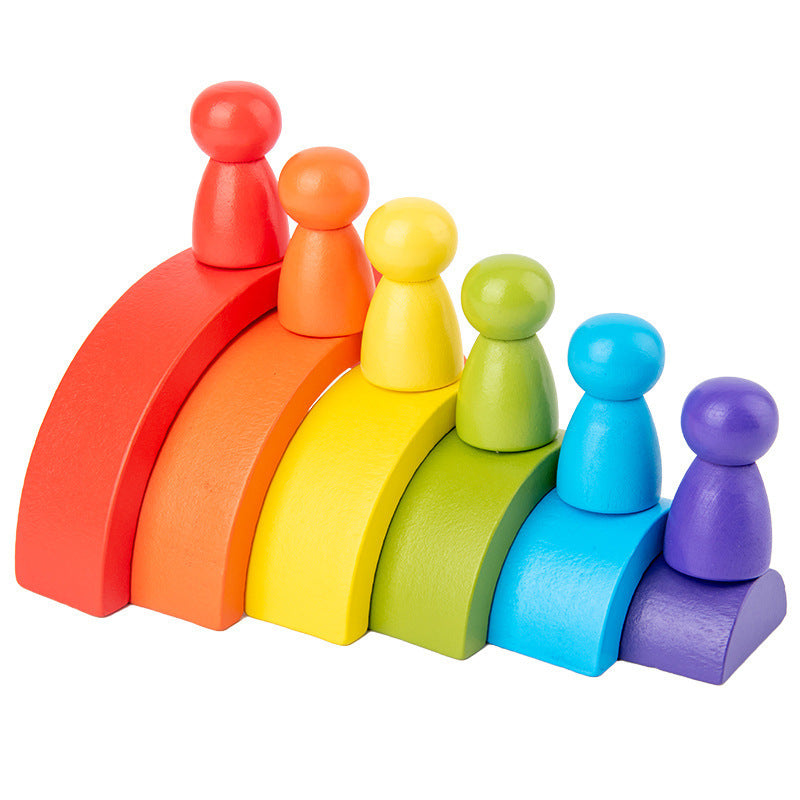 Rainbow Wooden Arch Building Blocks Montessori Stacking Toy