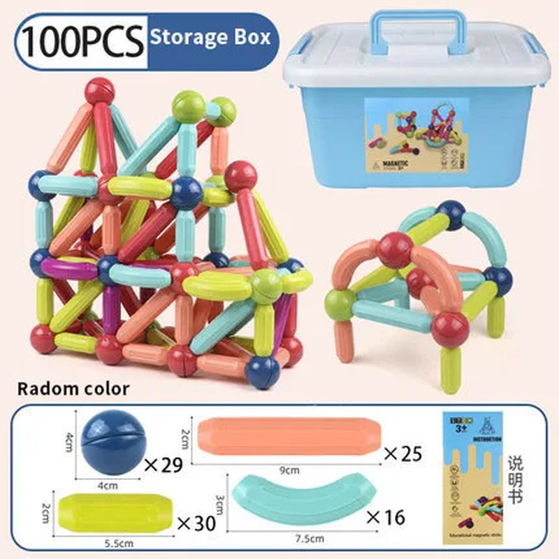 Magnetic Building Blocks Set for Kids – STEM Educational Montessori Toy with Magnet Sticks & Rods