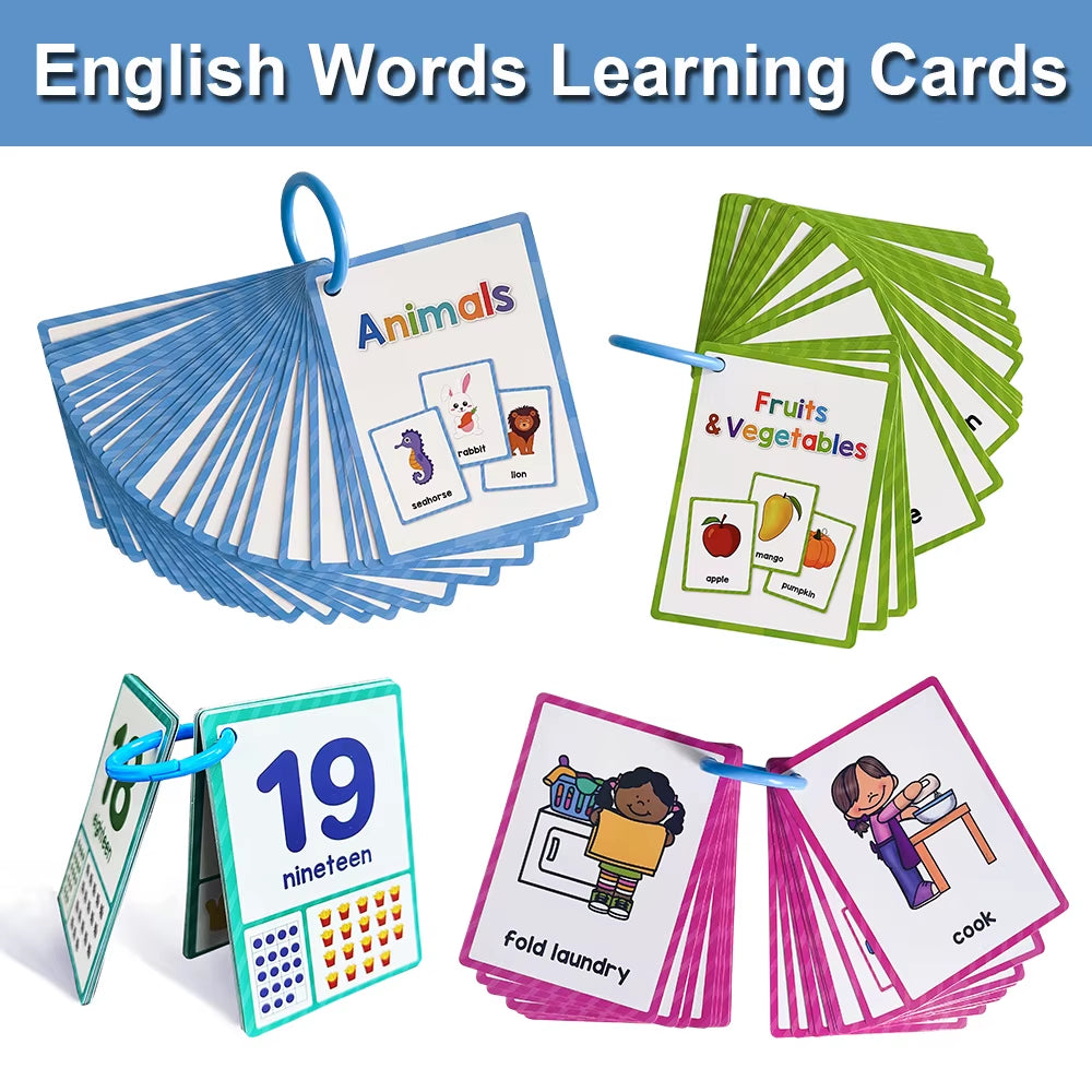 Montessori English Words Learning Flashcards for Kids – Early Educational Classroom & Teaching Aids for Kindergarten