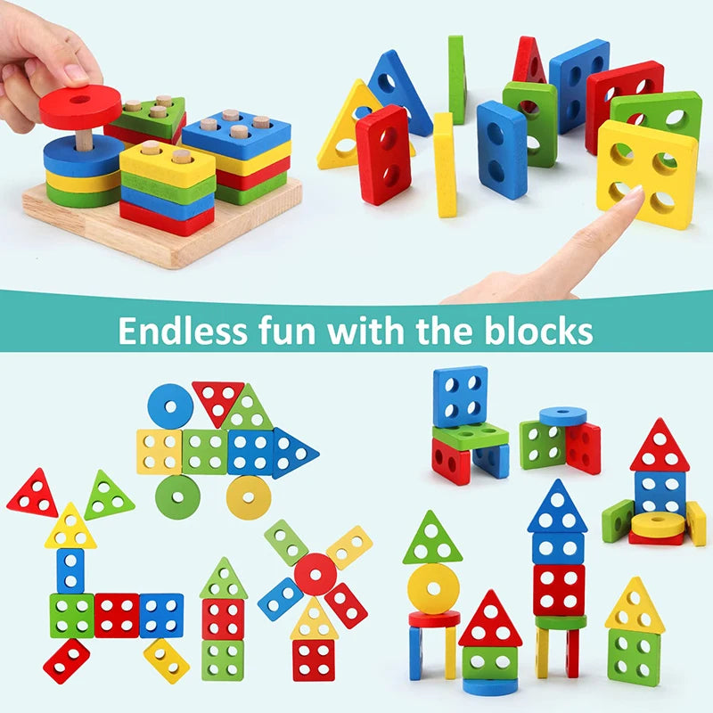 Montessori Wooden Baby Toys Set (5–6 Pcs) – Educational Development Puzzles for Boys & Girls