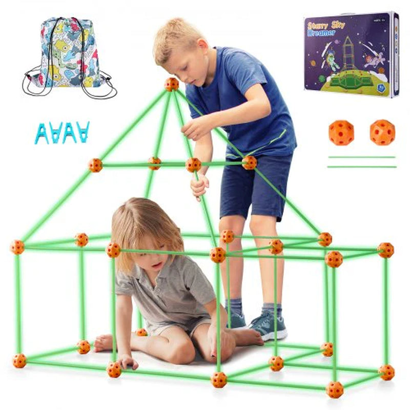 VEVOR 85PCS Glow-in-the-Dark Fort Building Kit for Kids – STEM Construction Toy for Creative Indoor & Outdoor Play