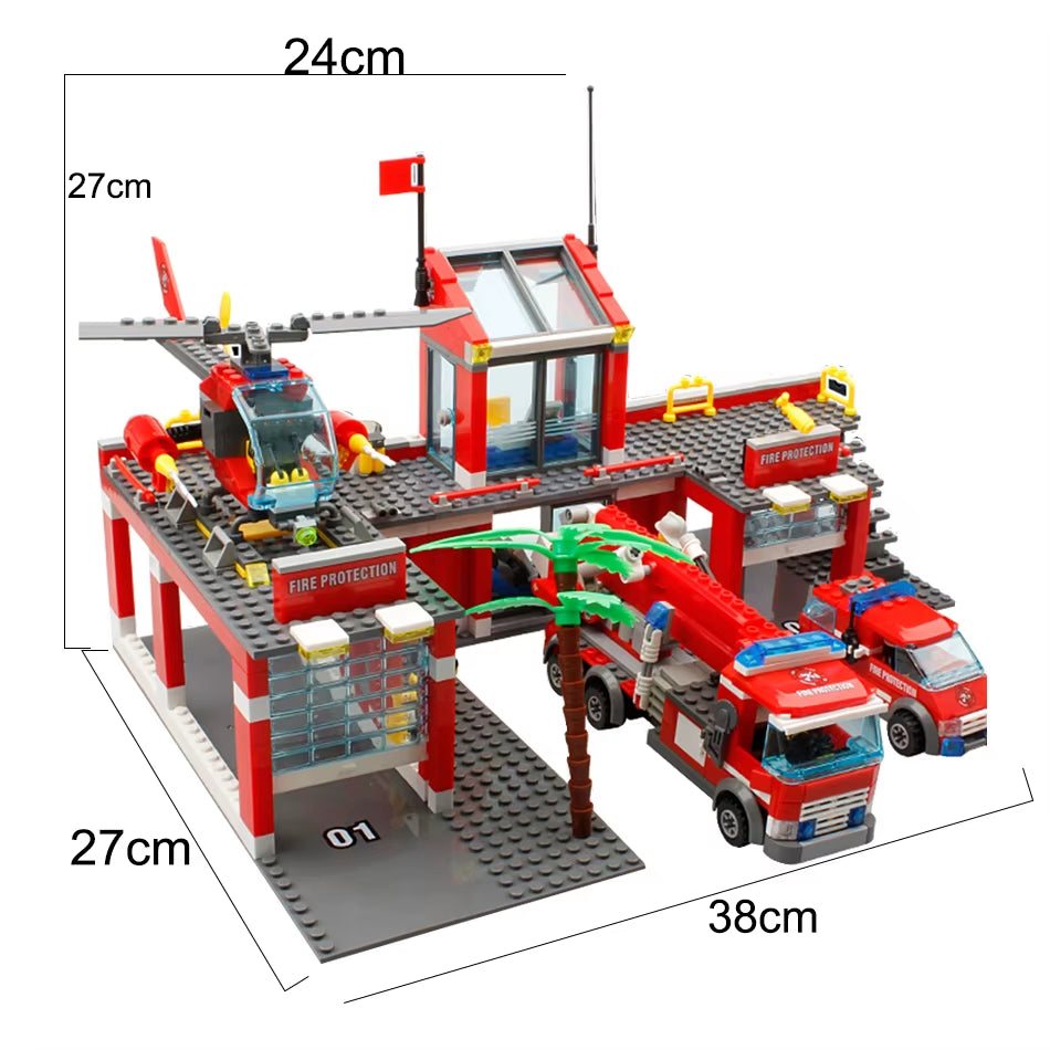 Fire Station Building Blocks Set – Fire Truck, Helicopter & Firefighter Bricks Educational Toy for Kids (756PCS)