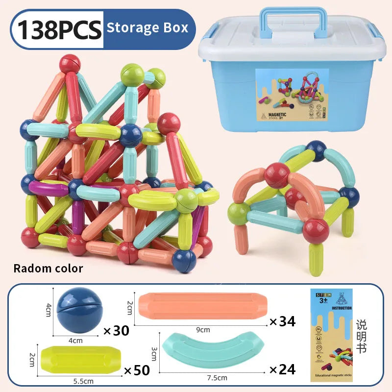 Magnetic Building Blocks Set for Kids – STEM Educational Montessori Toy with Magnet Sticks & Rods
