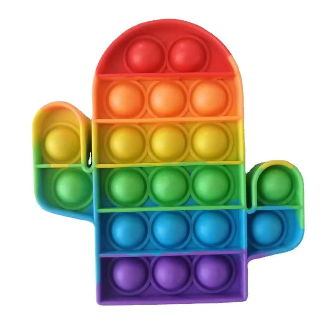 Rainbow Dinosaur Fidget Sensory Toy – Push Pop Bubble Stress Reliever for Kids with Autism and Anxiety