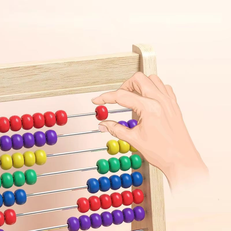 Classic Wooden Abacus Counting Toy – 100 Beads Montessori Math Learning Tool for Toddlers & Preschool Education
