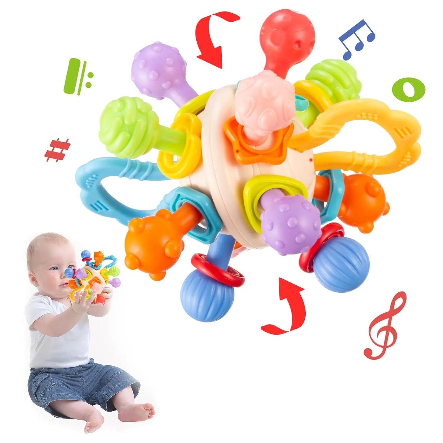 Sensory Teething Toys for Infants 0-12 Months