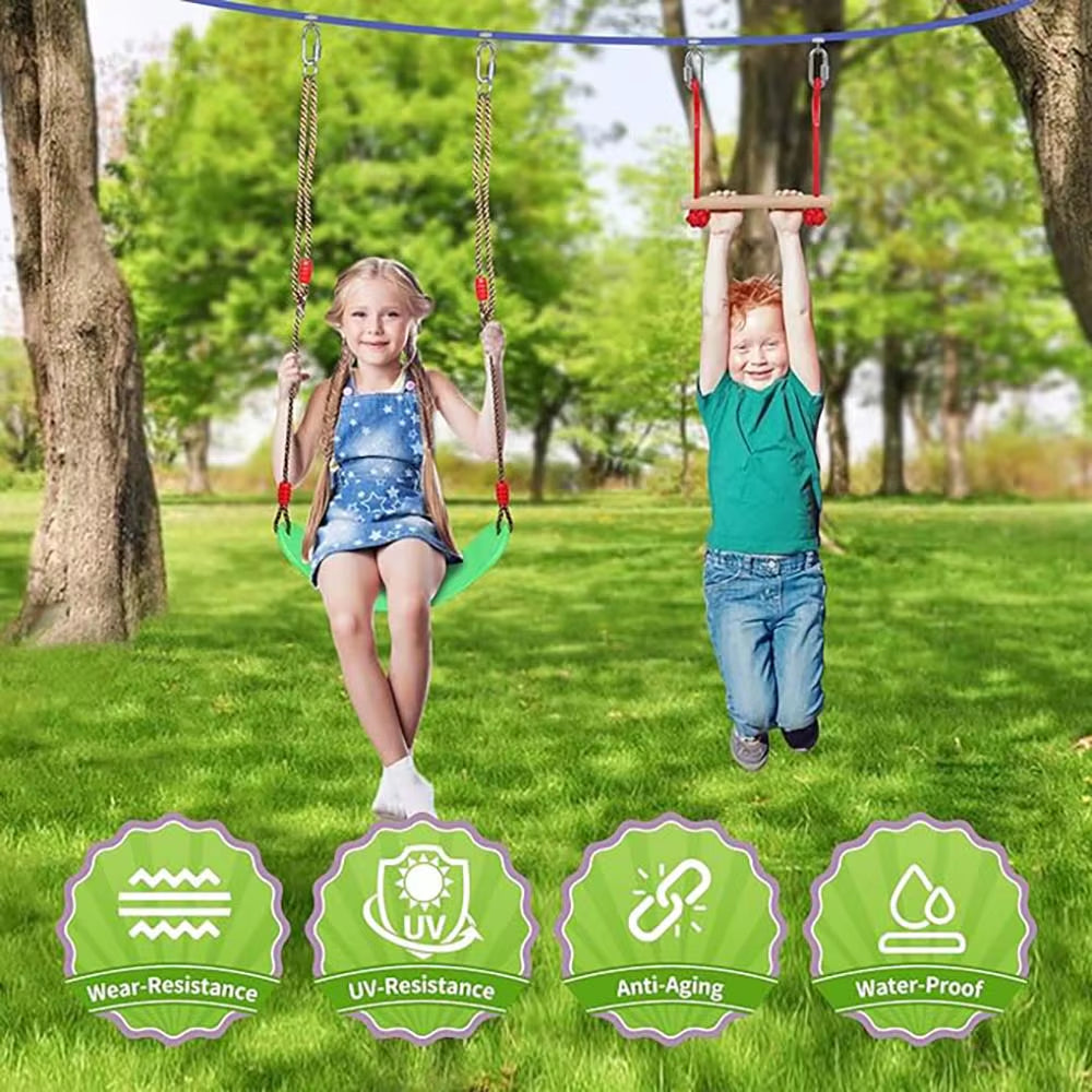 55FT Warrior Obstacle Course for Kids – Outdoor Slackline Training Set with 13 Adjustable Obstacles