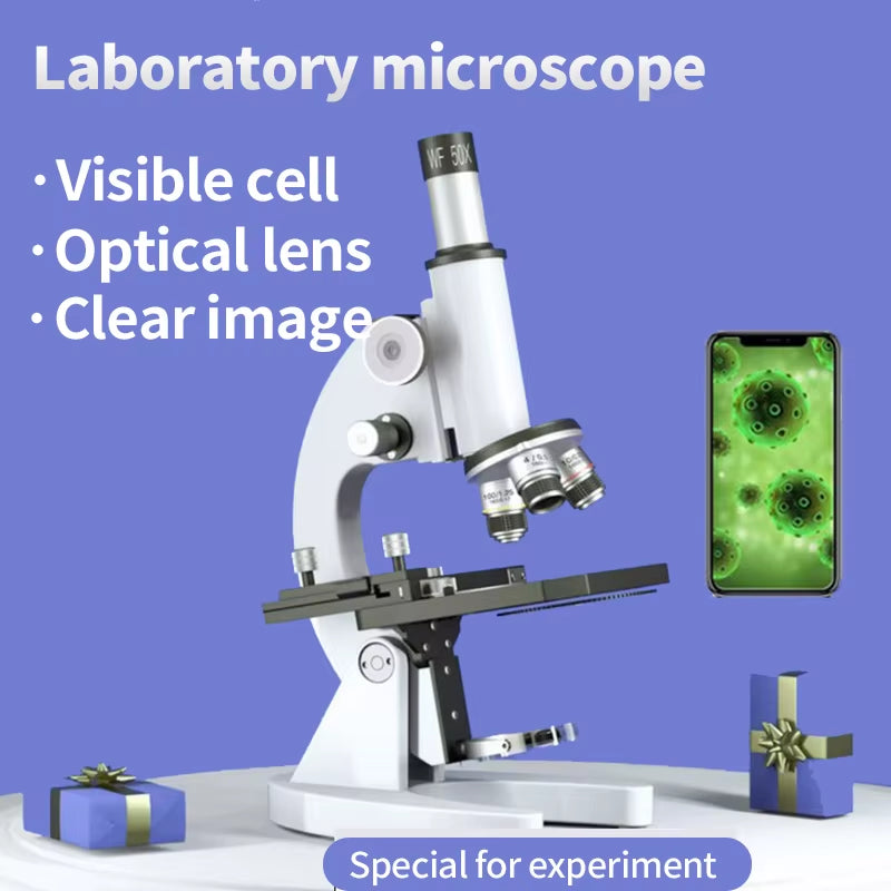 64X-2400X Compound Microscope for Kids and Adults – High-Power Student Microscope with Slides and LED Fill Light