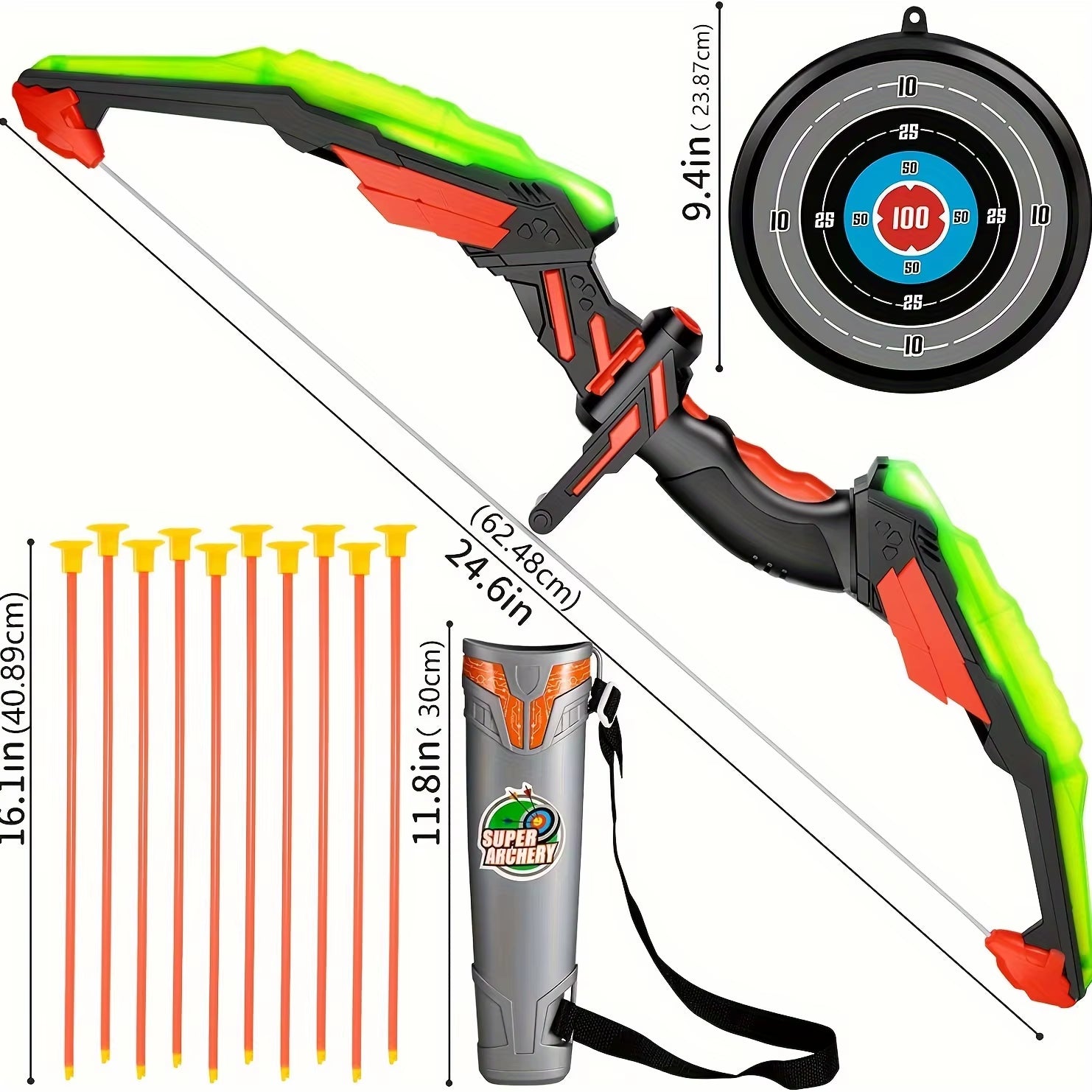 LED Archery Toy Set for Kids – Light-Up Bow & Arrow Kit for Outdoor Play, Parties, and Holiday Gifts